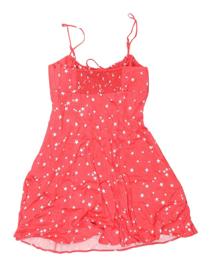 Zara Red Star Sleeveless Dress XS Women Viscose