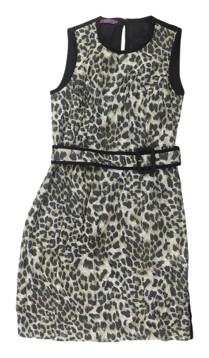 Jessica Women's Animal Print Belted Sleeveless Dress Size 8