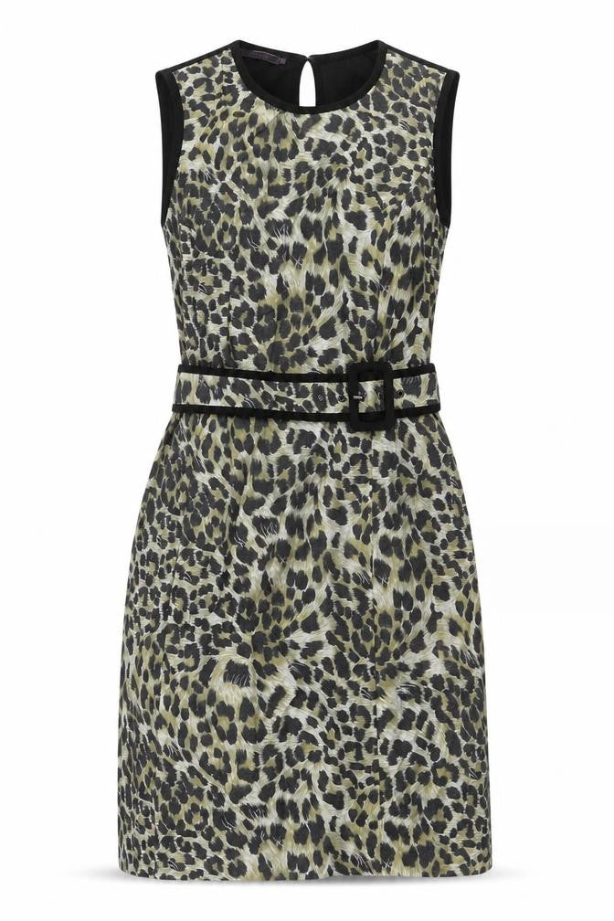Jessica Women's Animal Print Belted Sleeveless Dress Size 8