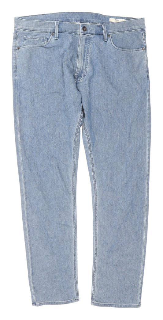 Marks and Spencer Men's Blue Slim Straight Jeans