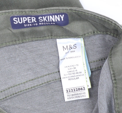 Womens UK Size 10 Marks and Spencer Regular Fit Skinny Green Jeans