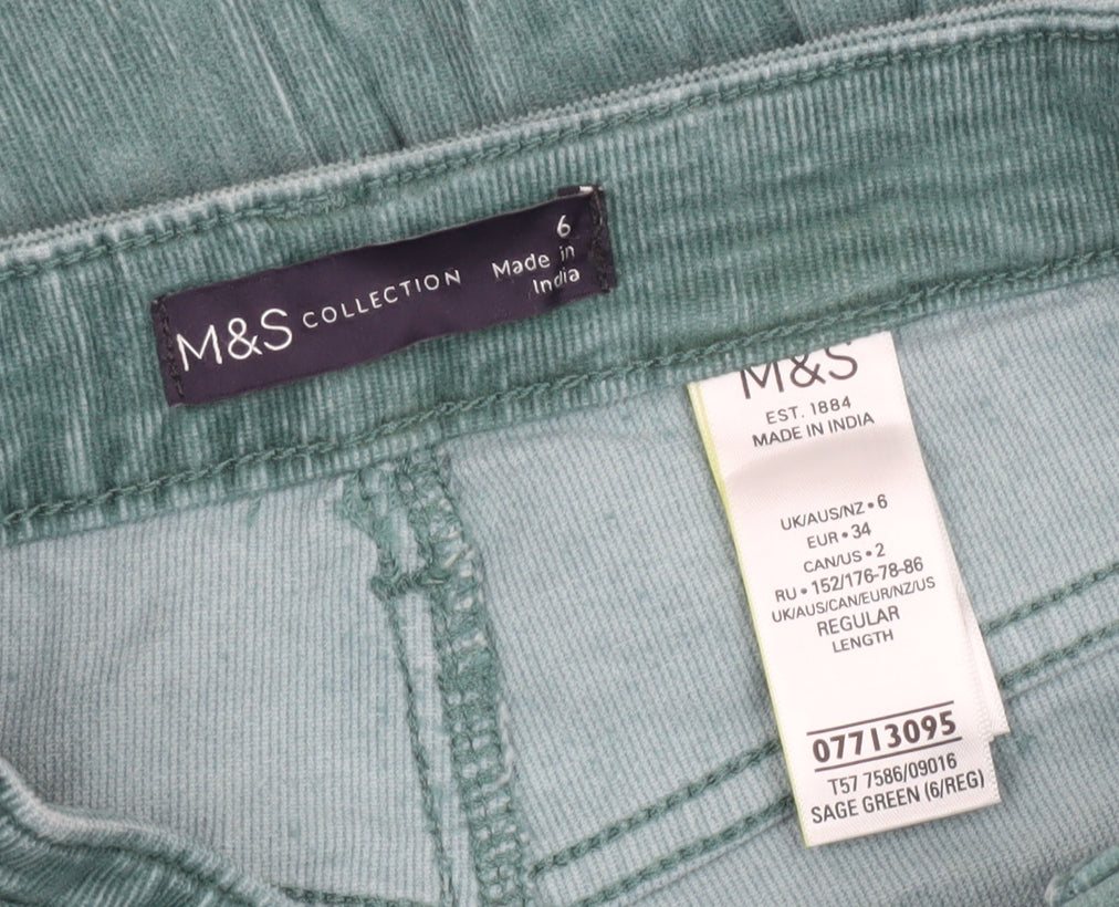 Womens UK Size 6 Marks and Spencer Slim Fit  Green Trousers
