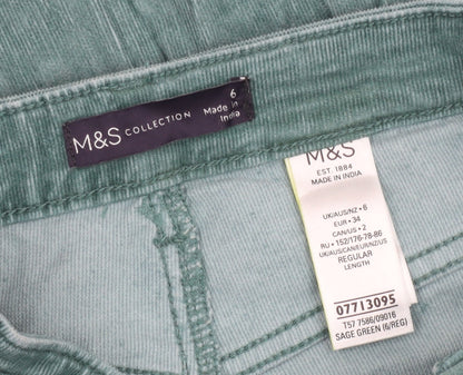 Womens UK Size 6 Marks and Spencer Slim Fit  Green Trousers