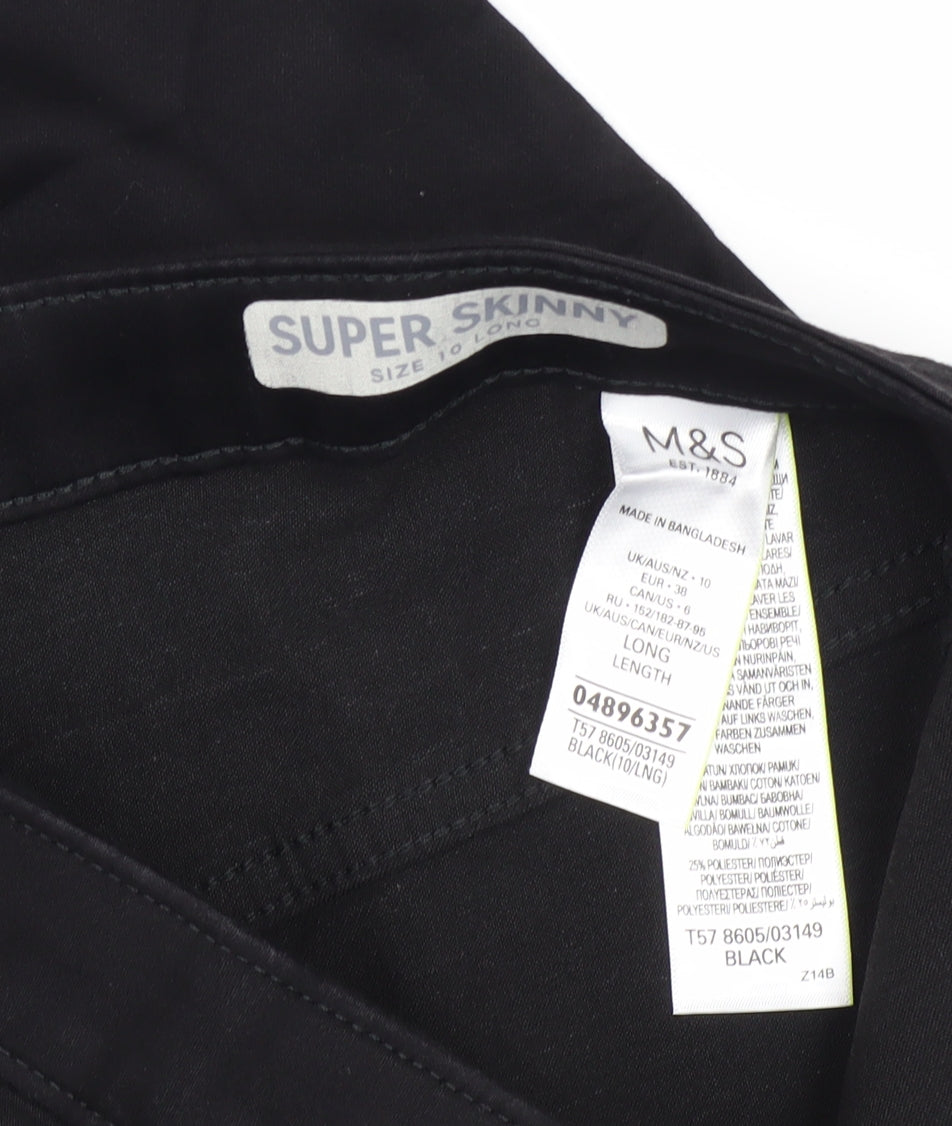 Womens UK Size 10 Marks and Spencer Extra-Slim Fit Skinny Black Jeans