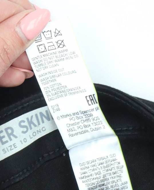 Womens UK Size 10 Marks and Spencer Extra-Slim Fit Skinny Black Jeans