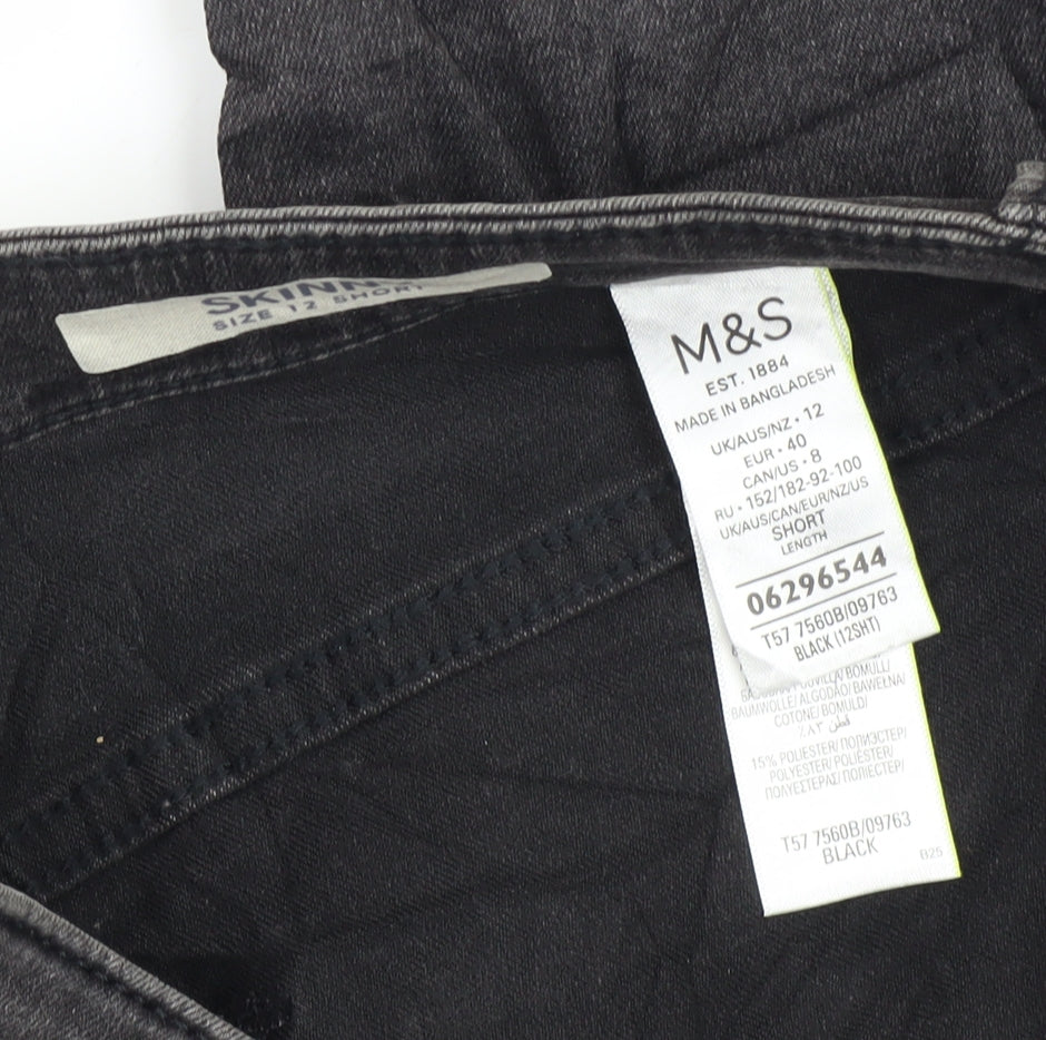 Womens UK Size 12 Marks and Spencer Regular Fit Skinny Black Jeans