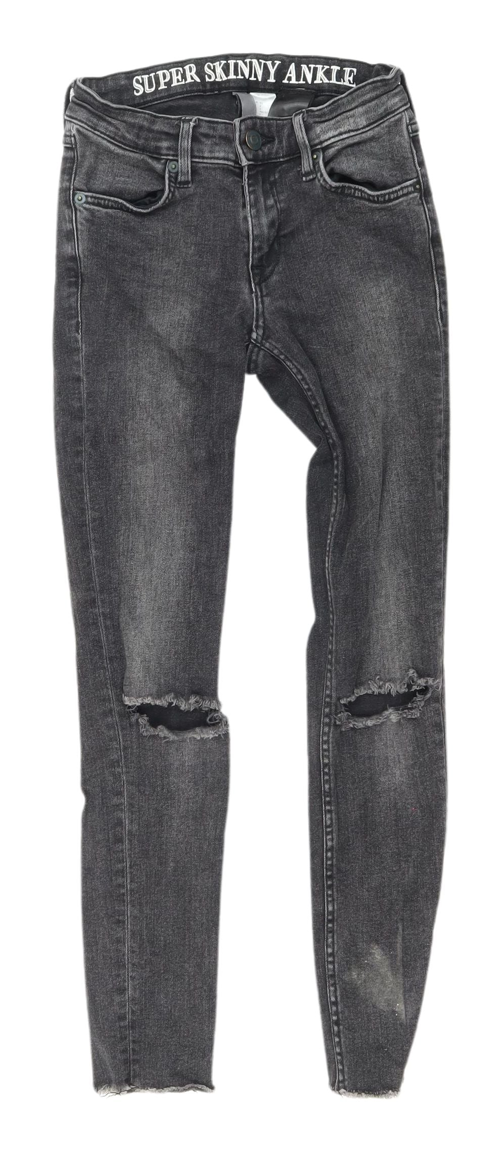 Womens UK Size 4 H&M Slim Fit Ankle Black Jeans