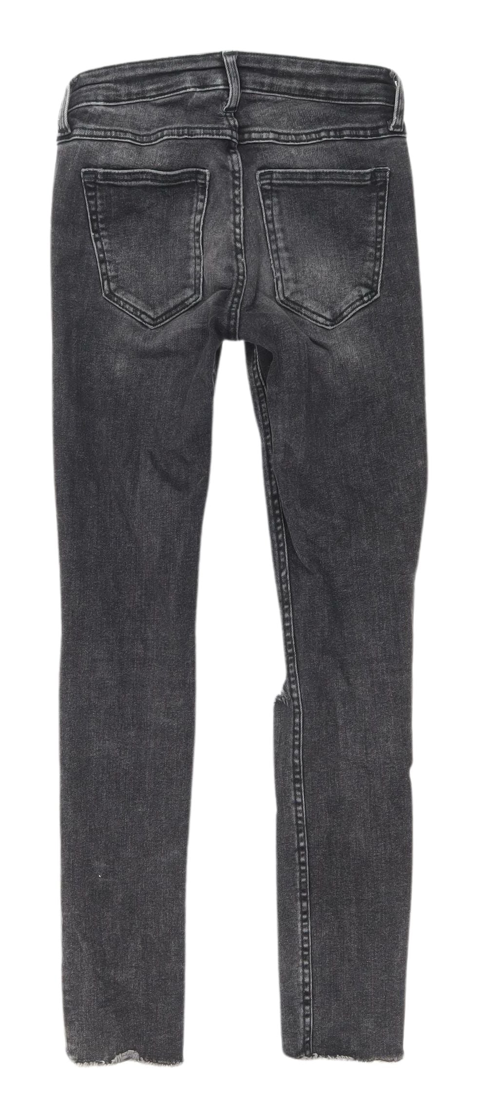 Womens UK Size 4 H&M Slim Fit Ankle Black Jeans