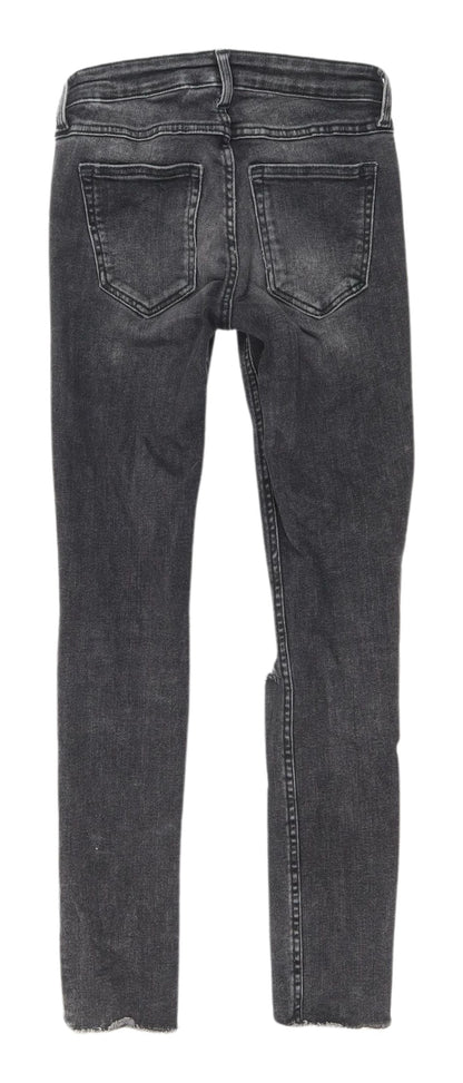 Womens UK Size 4 H&M Slim Fit Ankle Black Jeans