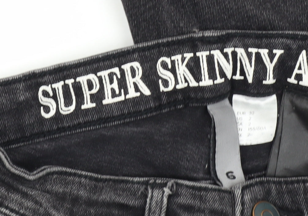 Womens UK Size 4 H&M Slim Fit Ankle Black Jeans