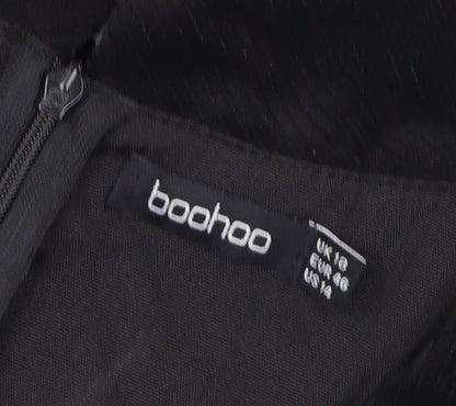 Boohoo Women's Black Collared Dress Size 16
