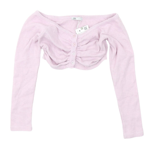 Womens UK Size S Zara Pink Cardigan Jumper