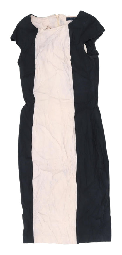 French Connection Women's Black Ivory Sheath Dress Size 8