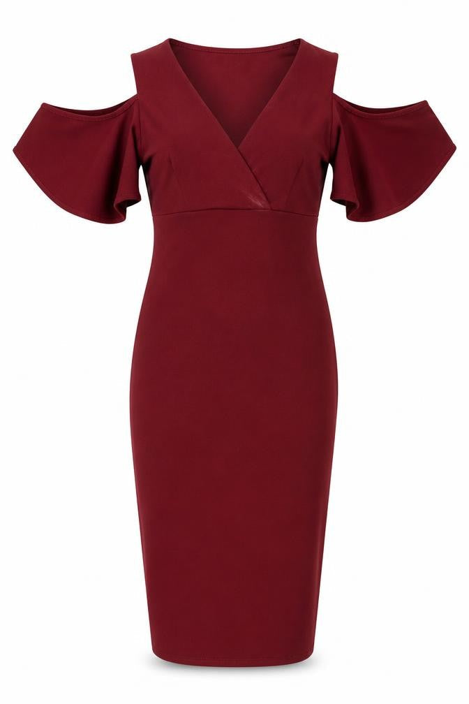 Front view of girls’ on film red bodycon dress, uk 8, classic elegance