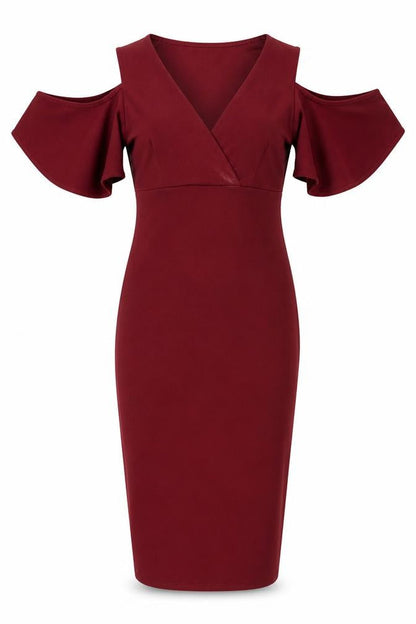 Front view of girls’ on film red bodycon dress, uk 8, classic elegance