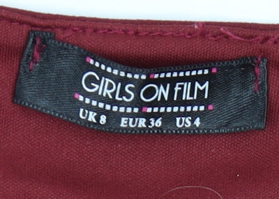 Girls on Film Red Bodycon Dress, UK 8, Classic Elegance