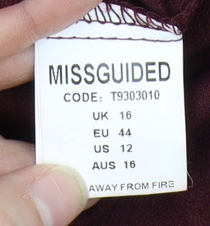 Womens UK Size 16 Missguided Red Wrap Blouse