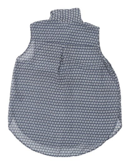 H&M Women's Blue Sleeveless Geometric Button-Up Top