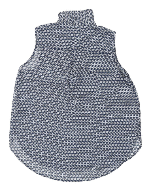 H&M Women's Blue Sleeveless Geometric Button-Up Top