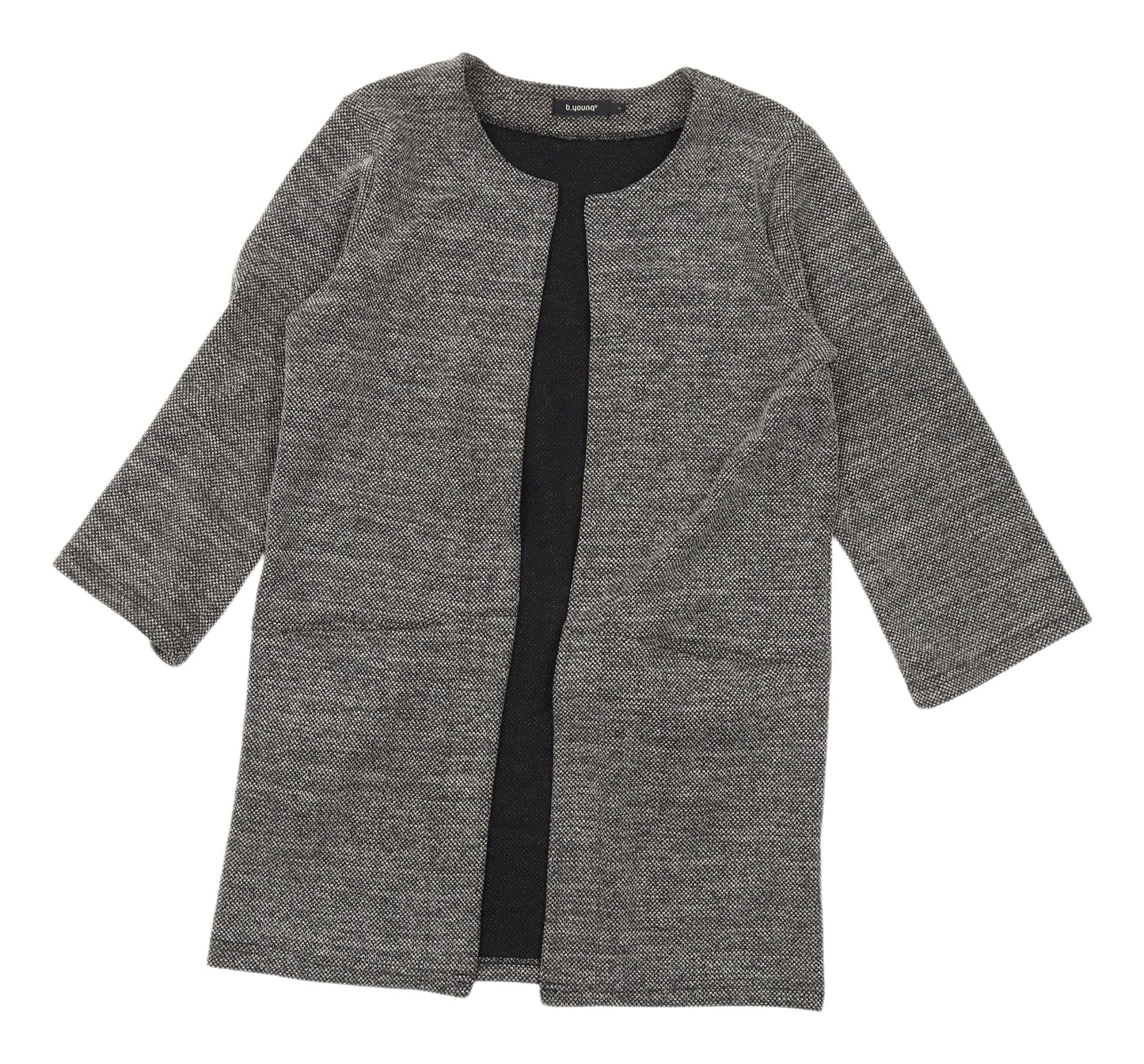 b.young Women's Grey Coatigan S Regular Open Knit