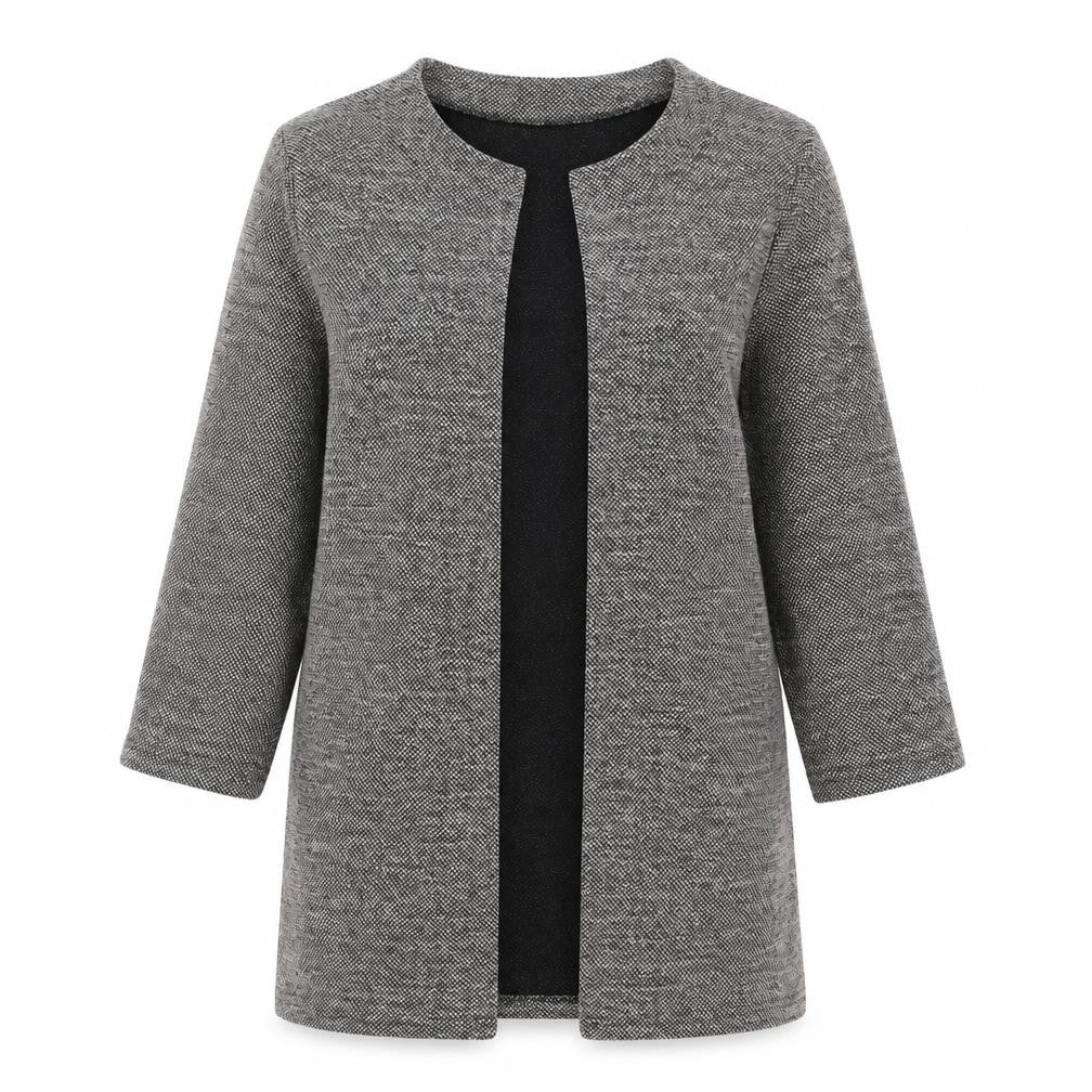 b.young Women's Grey Coatigan S Regular Open Knit