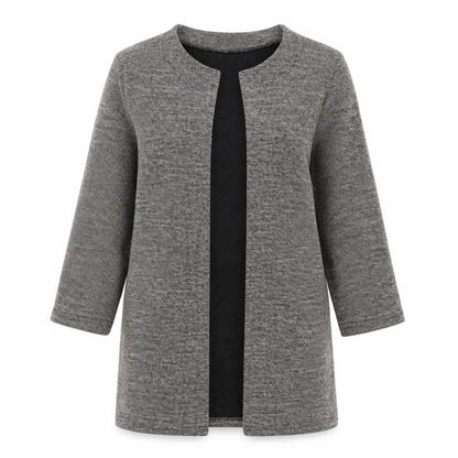 b.young Women's Grey Coatigan S Regular Open Knit