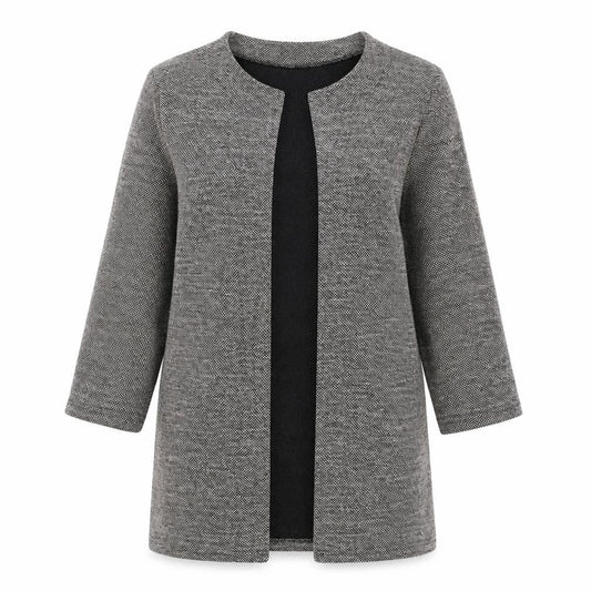 b.young Women's Grey Coatigan S Regular Open Knit