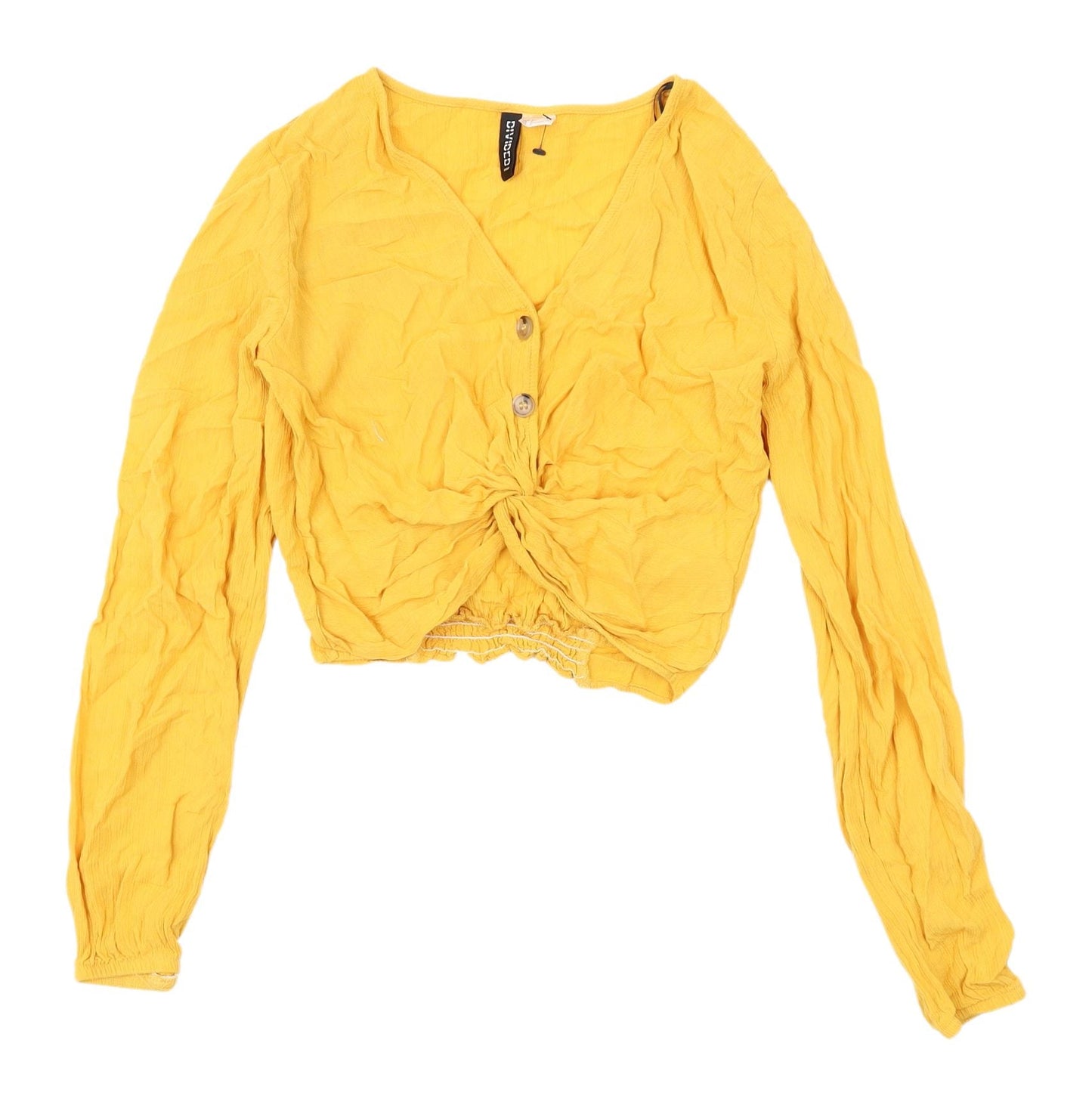 Womens UK Size 6 H&M Yellow Cropped Blouse
