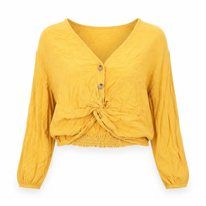 Womens UK Size 6 H&M Yellow Cropped Blouse