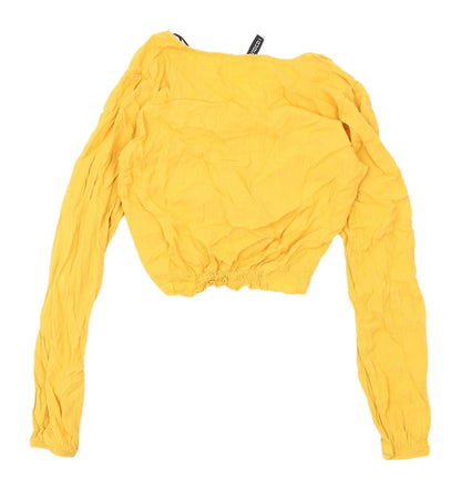 Womens UK Size 6 H&M Yellow Cropped Blouse