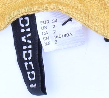 Womens UK Size 6 H&M Yellow Cropped Blouse