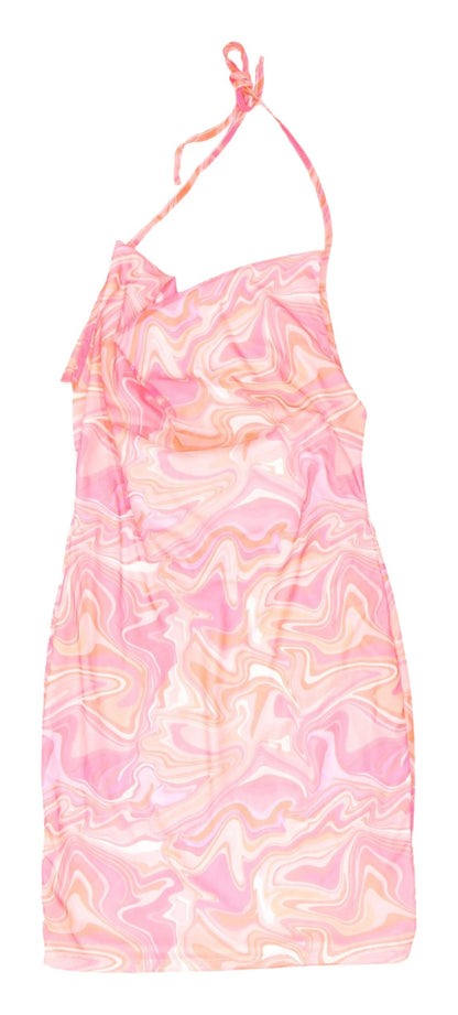 PrettyLittleThing Women's Multicoloured Halter Mini Dress