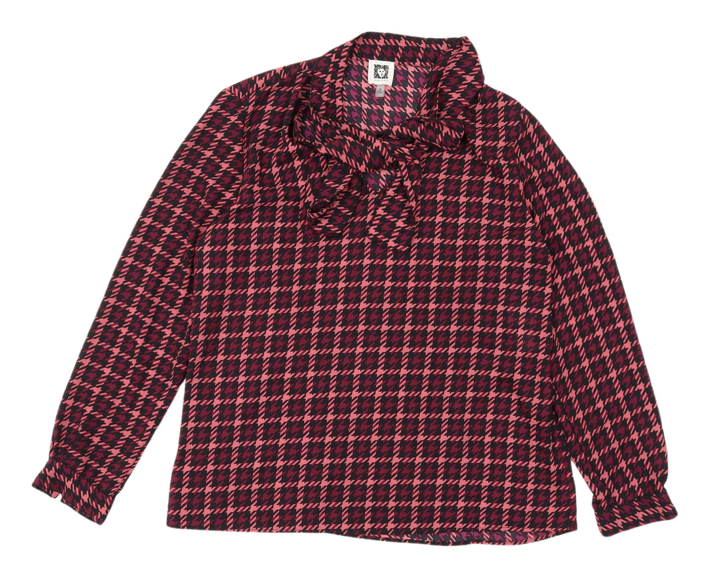 Anne Klein Women's Multicoloured Houndstooth Blouse M