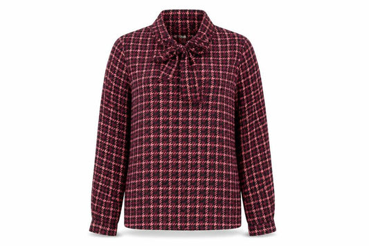 Anne Klein Women's Multicoloured Houndstooth Blouse M