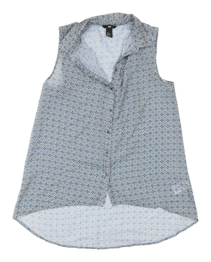H&M Women's Blue Geometric Sleeveless Blouse Size 10