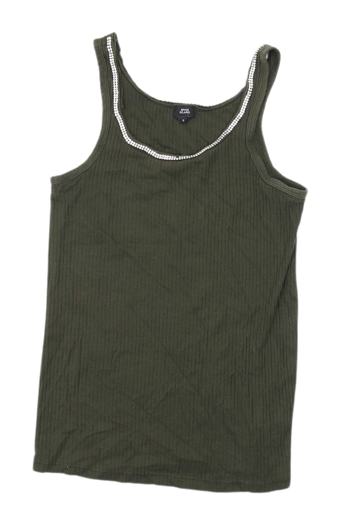 Womens UK Size 6 River Island Green Basic Tank