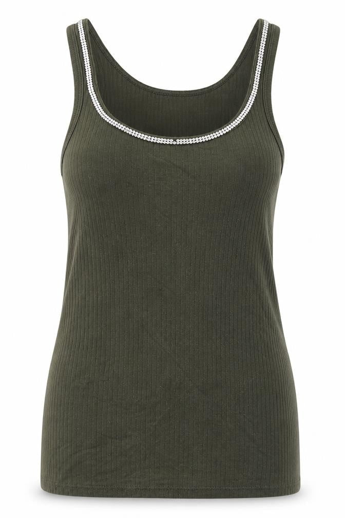 Womens UK Size 6 River Island Green Basic Tank