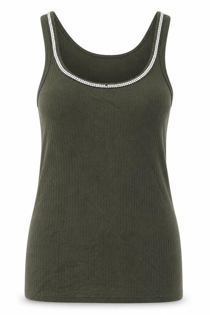 Womens UK Size 6 River Island Green Basic Tank
