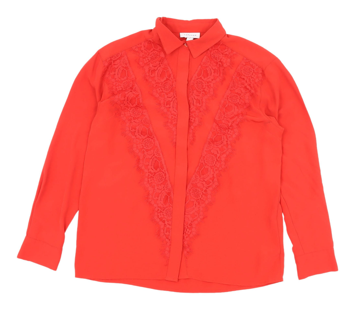 Womens UK Size 10 Topshop Red  Button-Up