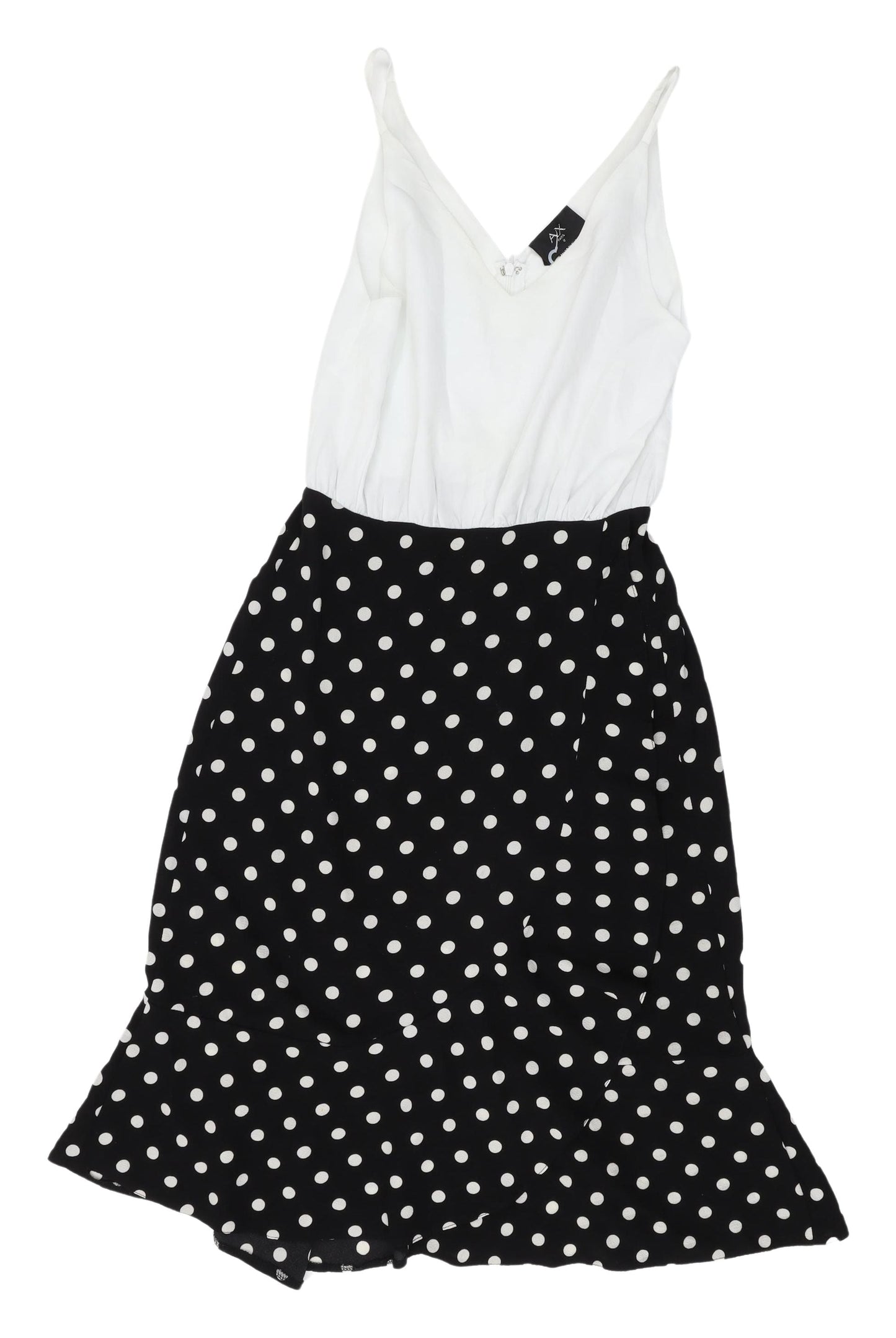 AX Paris Women's Black Polka Dot MIDI Slip Dress, Size 8