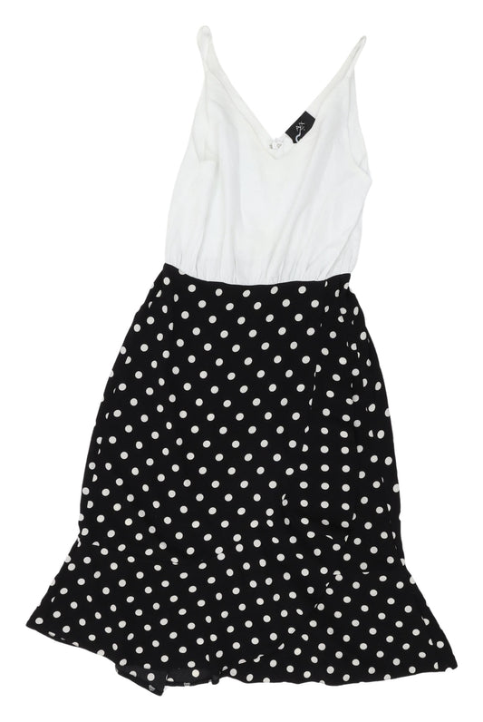 AX Paris Women's Black Polka Dot MIDI Slip Dress, Size 8