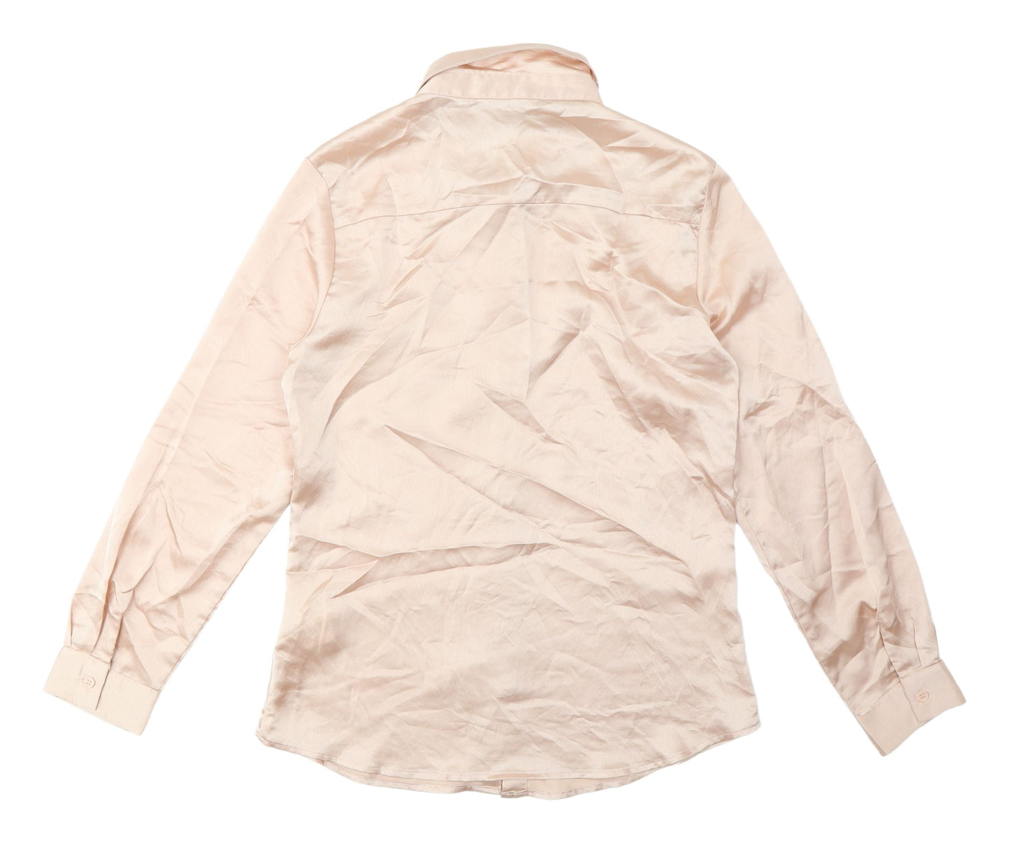 I Saw It First Beige Satin Button-Up Shirt Women