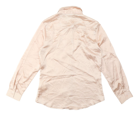 I Saw It First Beige Satin Button-Up Shirt Women