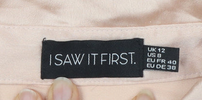 I Saw It First Beige Satin Button-Up Shirt Women