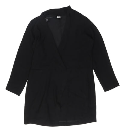 Laura Clem Black Wrap Dress, UK 16, Polyester, Long Sleeve