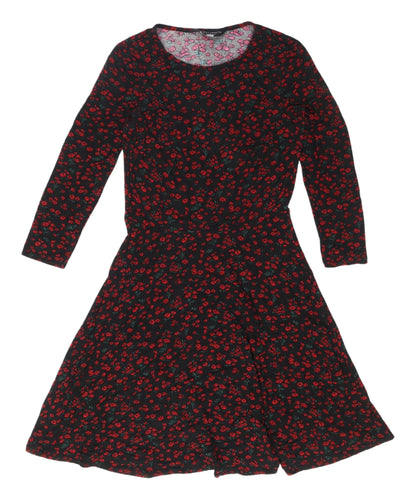 Dorothy Perkins Floral Skater Dress, Black, Size 8