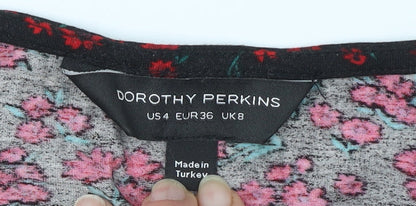 Dorothy Perkins Floral Skater Dress, Black, Size 8