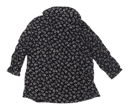 Le Coq Women's Black Floral Button-Up Shirt, Size L