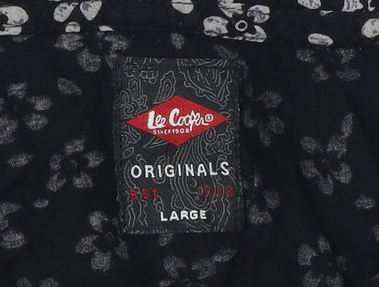 Le Coq Women's Black Floral Button-Up Shirt, Size L