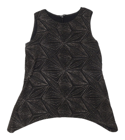 Onyx Nite Women's Black Metallic Geometric Tank, Size 16